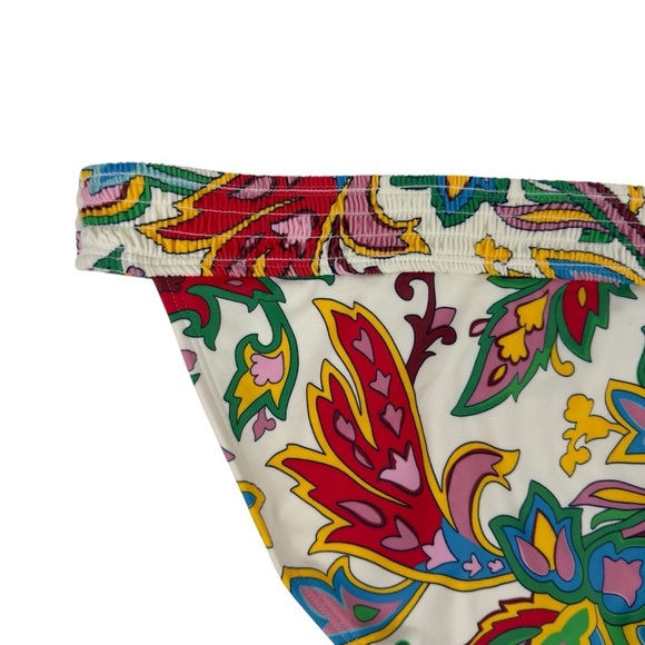 Boden Milos Smocked Bikini Bottoms Ivory Paisley Azure Size 4 Colorful Playful - Picture 4 of 15